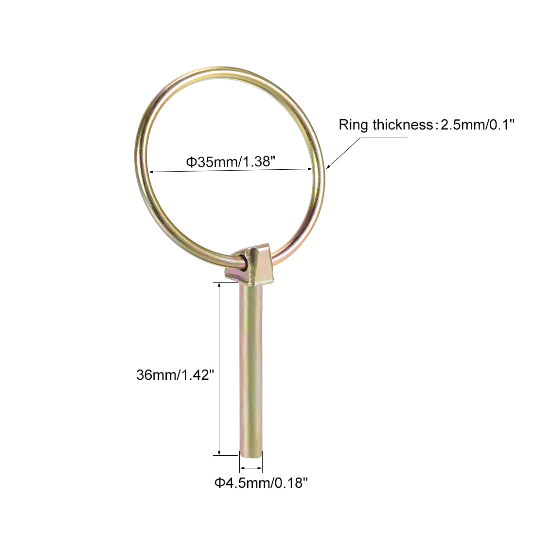 uxcell Uxcell Linch Pin with Ring 4.5mmx36mm Assortment Kit for Boat Trailer Tractor 3Pcs