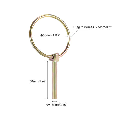 Harfington Uxcell Linch Pin with Ring 4.5mmx36mm Assortment Kit for Boat Trailer Tractor 3Pcs