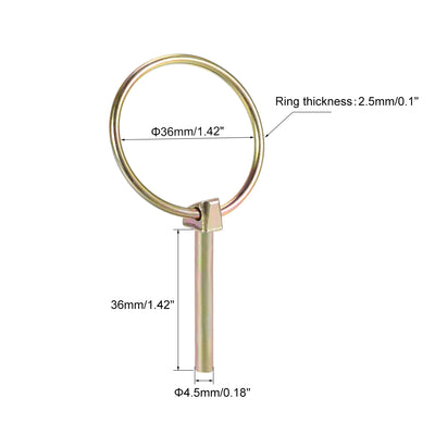 Harfington Uxcell Linch Pin with Ring 4.5mmx36mm Assortment Kit for Boat Trailer Tractor 5Pcs