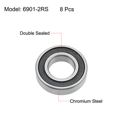 Harfington Deep Groove Balls Bearings Double Sealed Chrome Steel