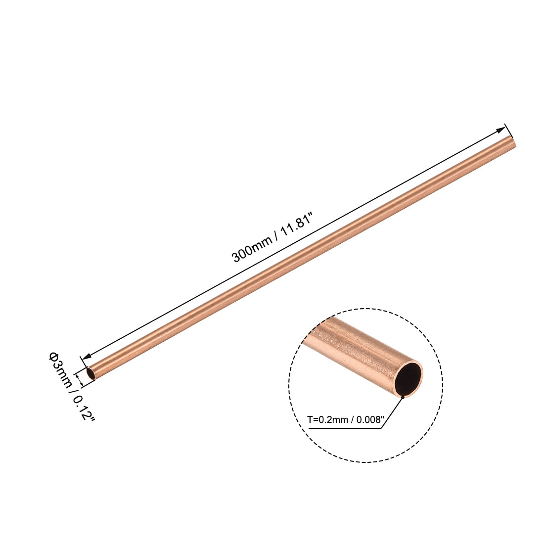 uxcell Uxcell Copper Round Tube Seamless Straight Tubing