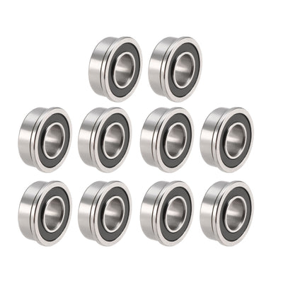 Harfington Uxcell FR188-2RS Flange Ball 1/4" x 1/2" x 3/16" Double Sealed (GCr15) Chrome Steel Bearings 10pcs