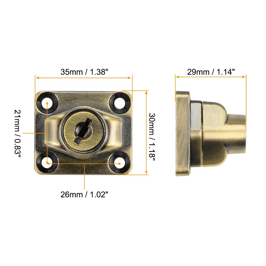 uxcell Uxcell 2.5-inch Keyed Hasp Locks w Screws for Door Keyed Alike Bronze Tone 3Pcs