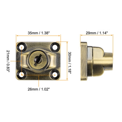 Harfington Uxcell 2.5-inch Keyed Hasp Locks w Screws for Door Keyed Alike Bronze Tone 3Pcs