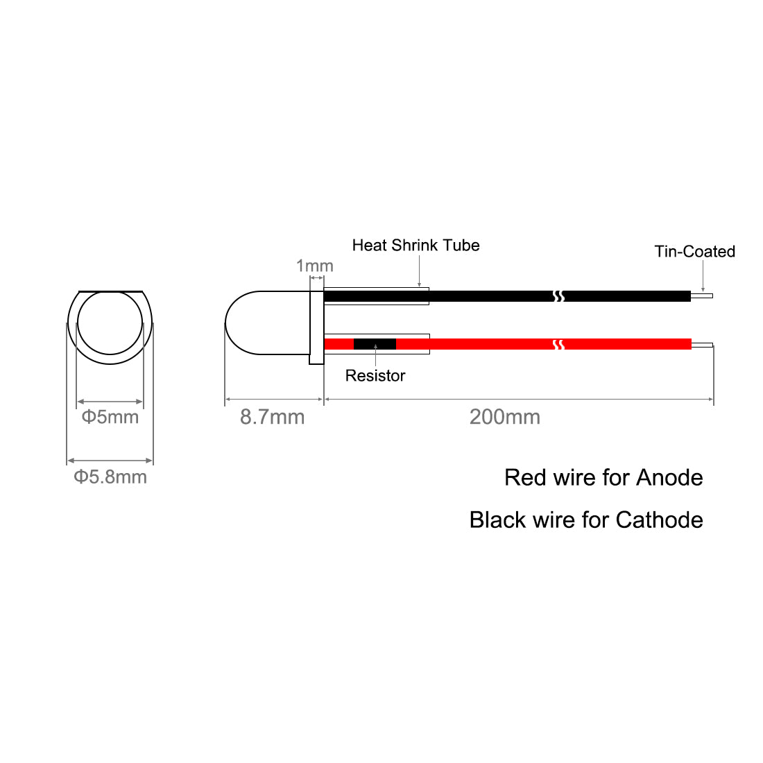 uxcell Uxcell 5Pcs DC 6V 5mm Pre Wired LED, Flashing Pink Light Round Top Clear Lens, Light Emitting Diodes with Edge