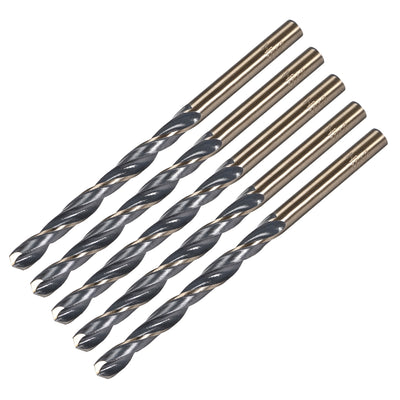 uxcell Uxcell 5pcs Straight Shank Drill Bits 5mm TiN Coated High Speed Steel (HSS) 4341