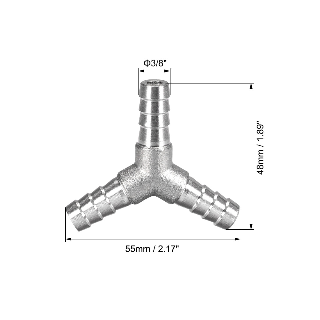 uxcell Uxcell 2Stk. Schlauch ID Widerhaken Edelstahl 3-Wege Y-förmig Stutzen 3/8-Zoll (10mm)