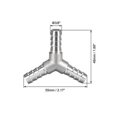 Harfington Uxcell 2Stk. Schlauch ID Widerhaken Edelstahl 3-Wege Y-förmig Stutzen 3/8-Zoll (10mm)