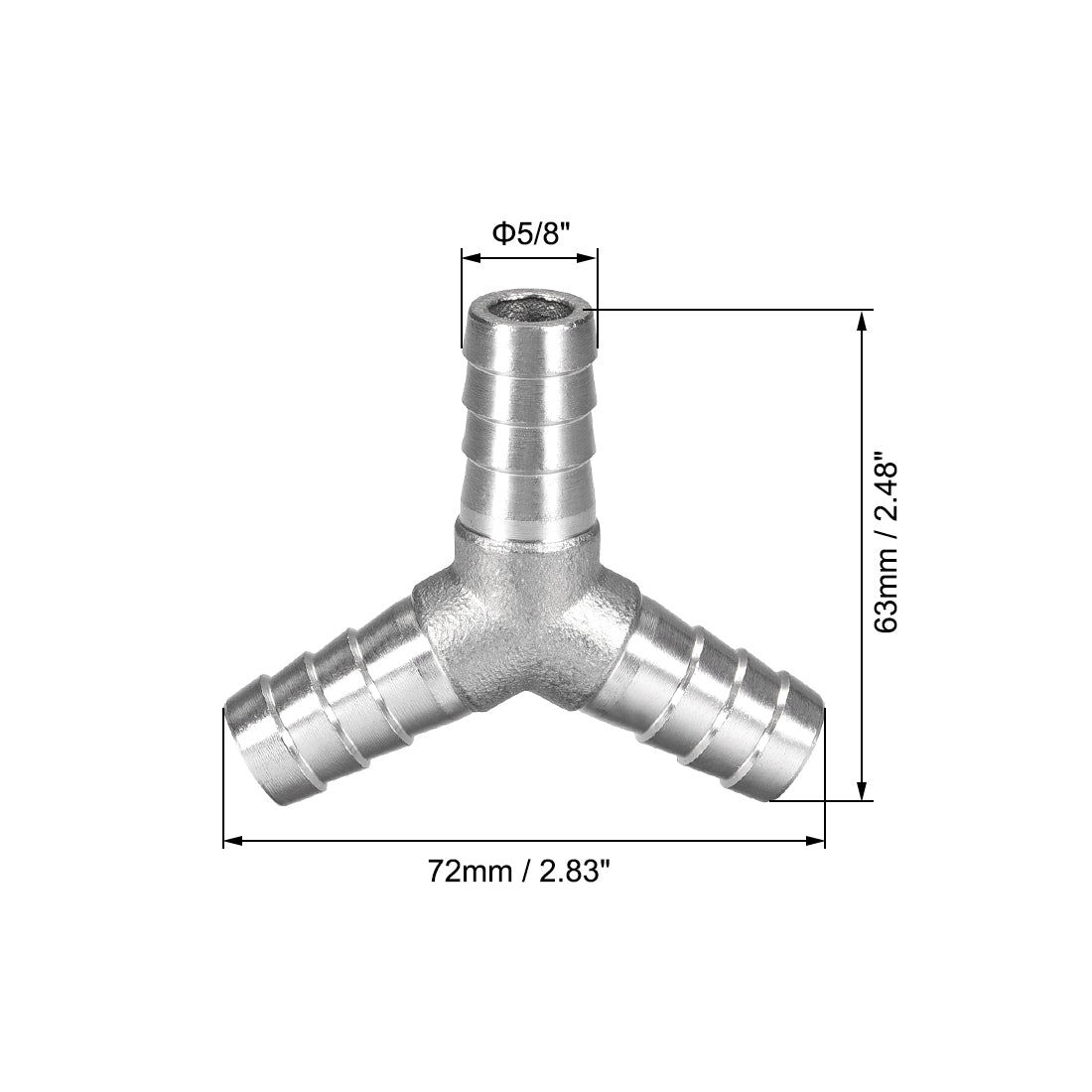 uxcell Uxcell 5/8-Inch (16mm) Hose ID Barb Fitting Stainless Steel 3 Way Y Shaped Union Home Brew Fitting