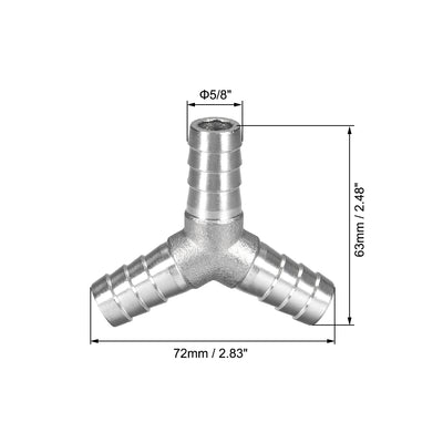 Harfington Uxcell 5/8-Inch (16mm) Hose ID Barb Fitting Stainless Steel 3 Way Y-Shaped Union Home Brew Fitting 2pcs