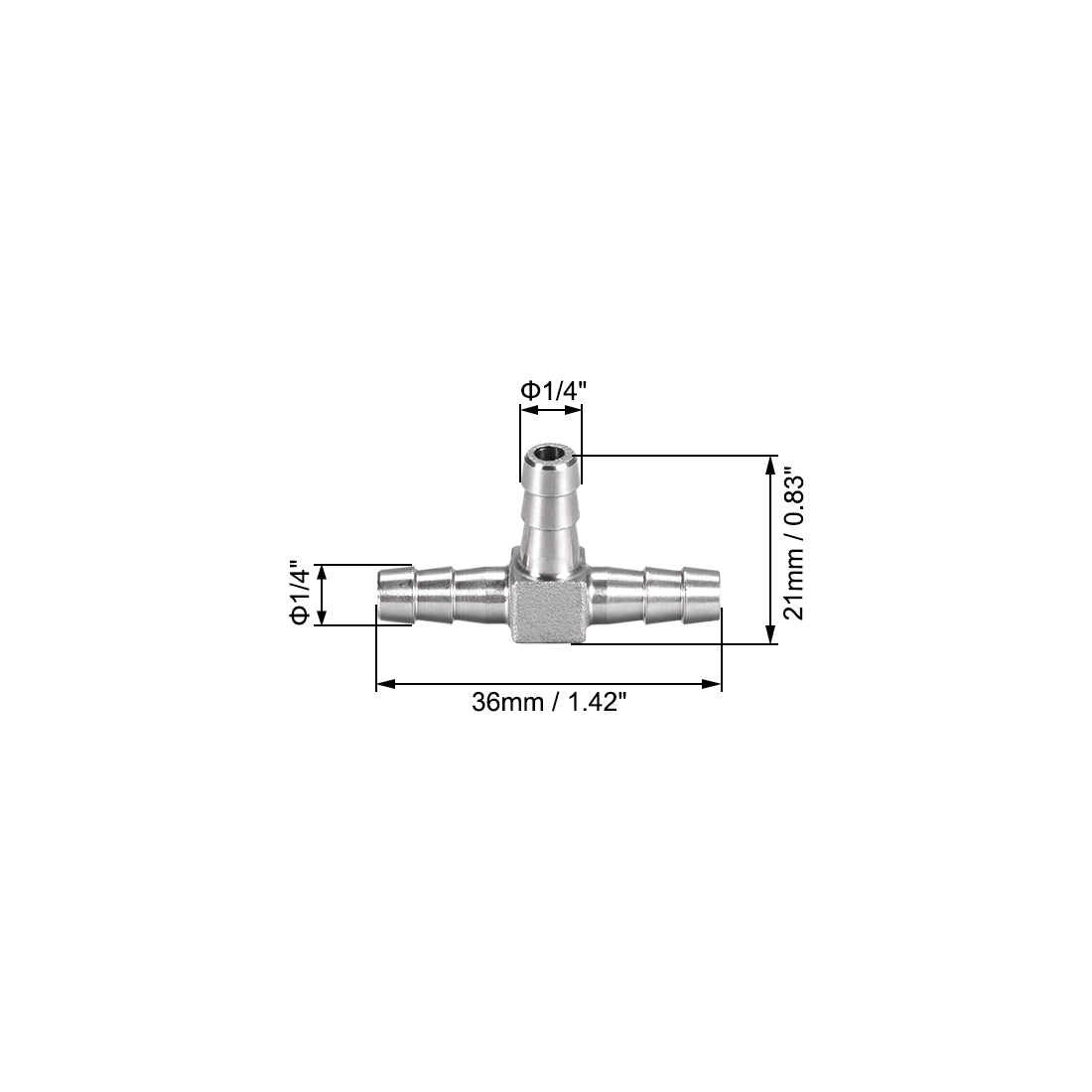 uxcell Uxcell 1/4-Inch (6mm) Hose ID Barb Fitting Stainless Steel 3 Way T Shaped Union Home Brew Fitting 2pcs