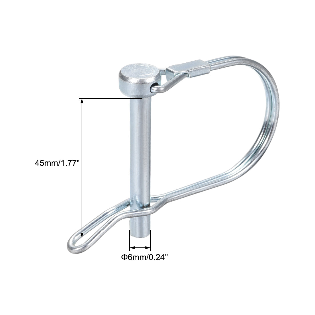 uxcell Uxcell Shaft Locking Pin w Ear 6mmx45mm Coupler Pin for Farm Trailers Lawn Arch 5Pcs