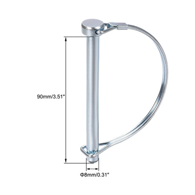 Harfington Uxcell Shaft Locking Pin 8mmx90mm Coupler Pin for Farm Trailers Lawn Arch