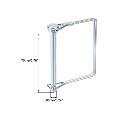 Harfington Uxcell Shaft Locking Pin 6mmx70mm Coupler Pin for Farm Trailers Lawn Square 3Pcs