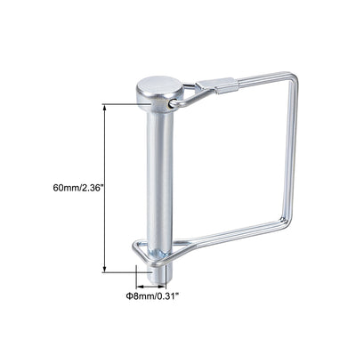 Harfington Uxcell Shaft Locking Pin 8mmx60mm Coupler Pin for Farm Trailers Lawn Square 5Pcs