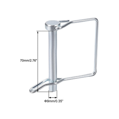 Harfington Uxcell Shaft Locking Pin W Ear 9mmx70mm Coupler Pin for Farm Trailers Lawn Square