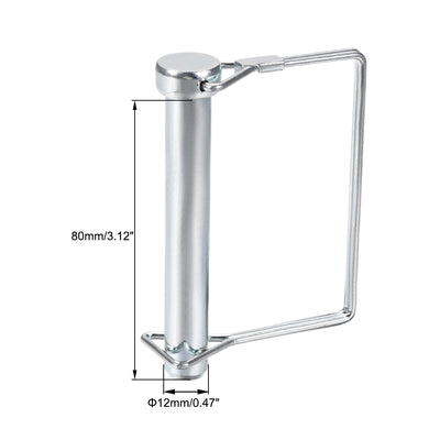 Harfington Uxcell Shaft Locking Pin 12mmx80mm Coupler Pin for Farm Trailers Lawn Square 3Pcs