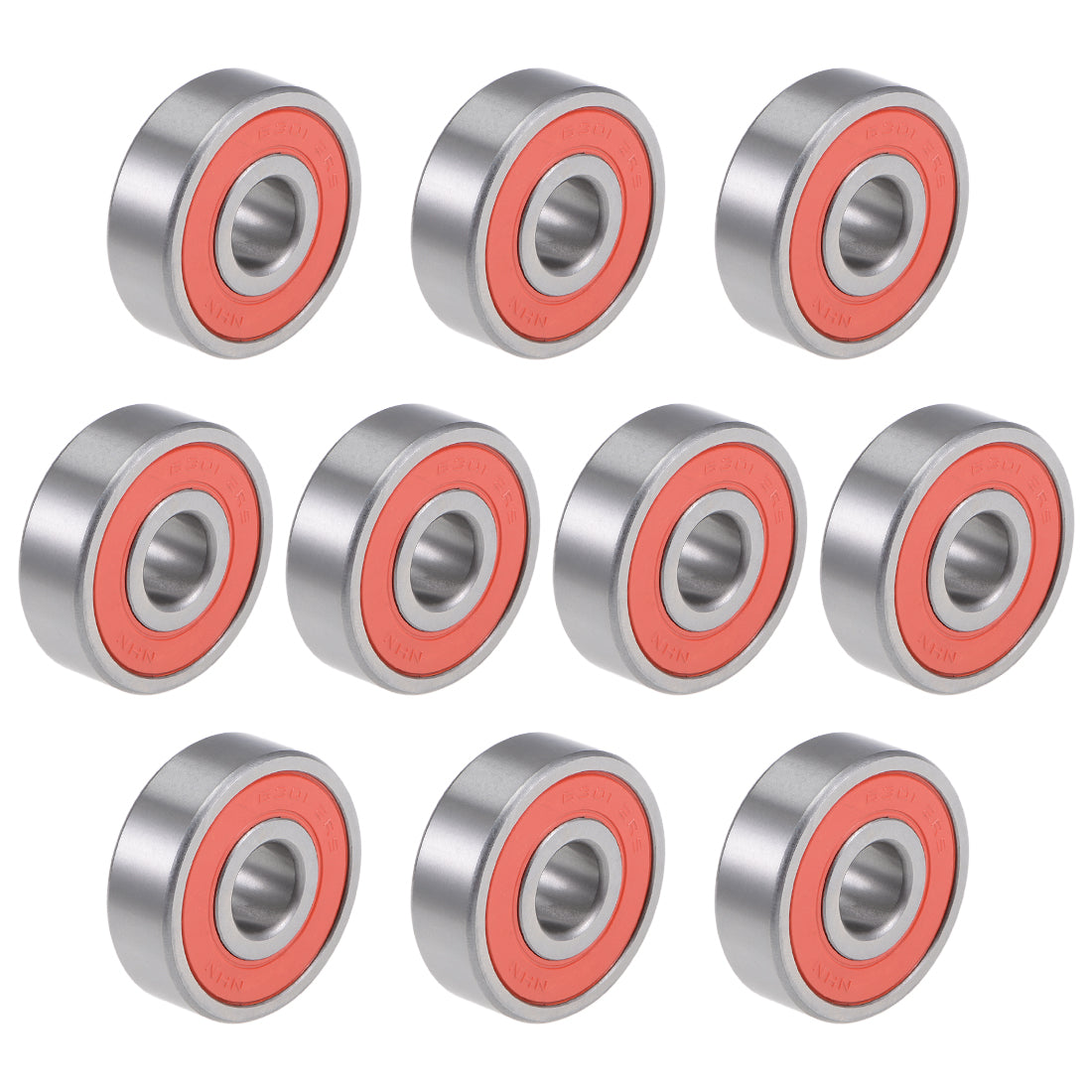 uxcell Uxcell 6301-2RS Deep Groove Ball Bearing Z2 12x37x12mm Double Sealed Chrome Steel 10pcs