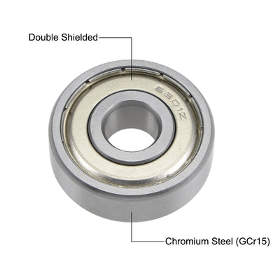 Harfington Uxcell Deep Groove Ball Bearings Metric Double Shield Chrome Steel Roller P0 Z2