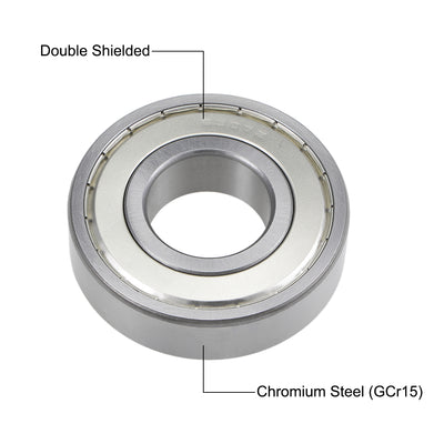 Harfington Uxcell Deep Groove Ball Bearings  Metric Double Shielded Chrome Steel ABEC1 Z2