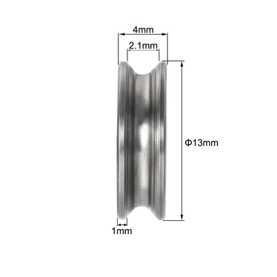 Harfington Uxcell 12pcs U604ZZ Deep U Groove Ball Track Guide Bearing 4x13x4mm Double Metal Shielded (GCr15) Chrome Steel Bearing