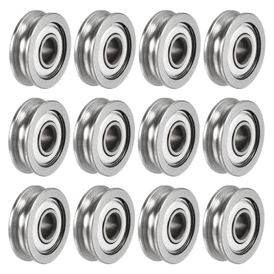 Harfington Uxcell 12pcs U604ZZ Deep U Groove Ball Track Guide Bearing 4x13x4mm Double Metal Shielded (GCr15) Chrome Steel Bearing