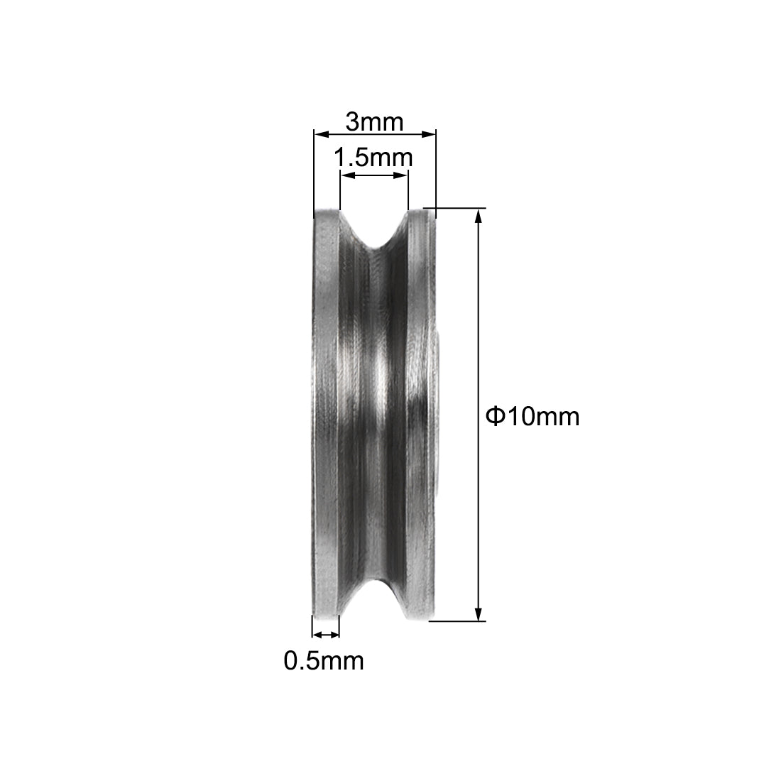 uxcell Uxcell 603 U Groove Ball Track Guide Bearing 3x10x3mm Double Metal Shielded (GCr15) Chrome Steel Bearing 10pcs