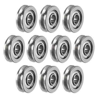 Harfington Uxcell 603 U Groove Ball Track Guide Bearing 3x10x3mm Double Metal Shielded (GCr15) Chrome Steel Bearing 10pcs