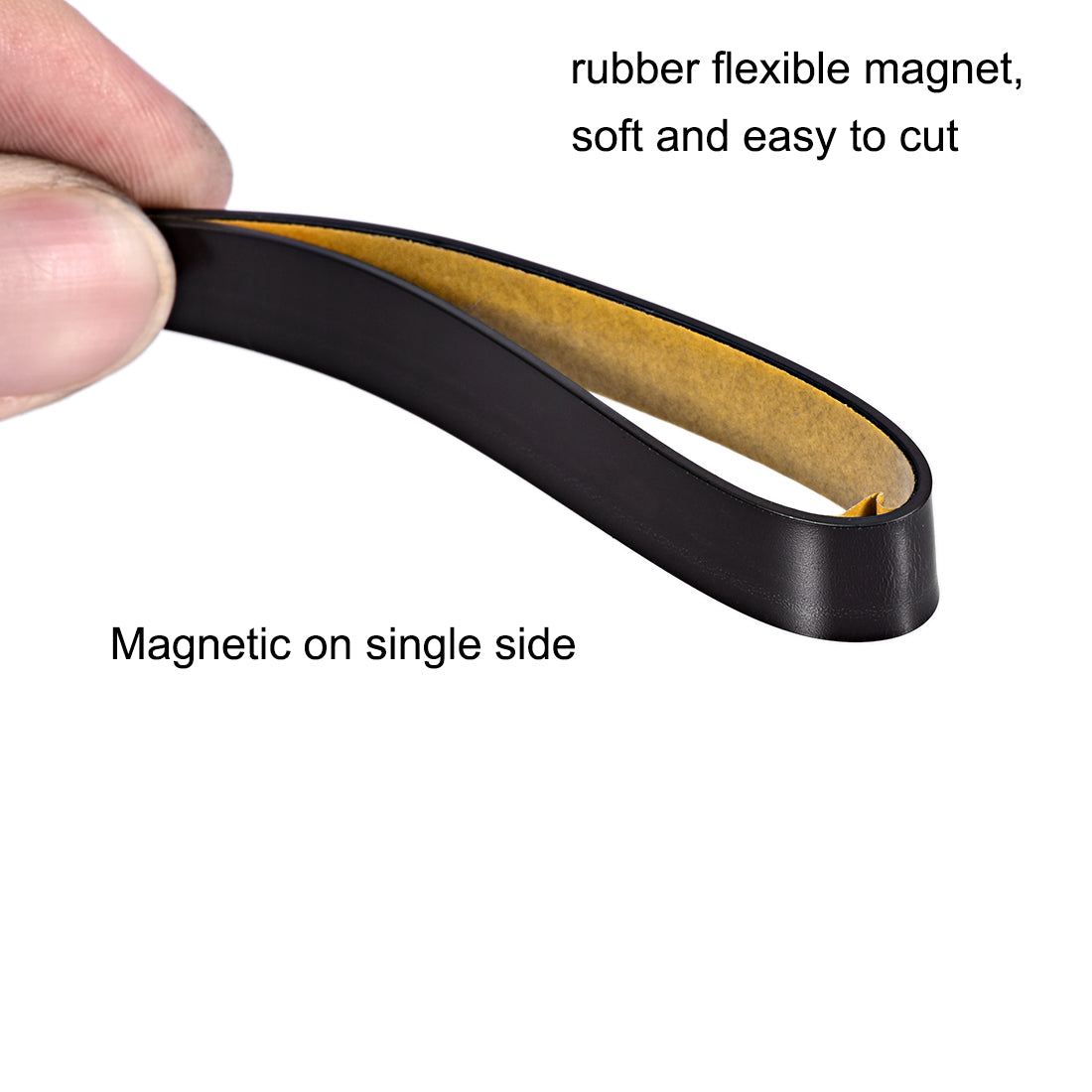 uxcell Uxcell Adhesive Black Magnetic Strip with Yellow Cover 25/64 Inch x 9.8 Feet