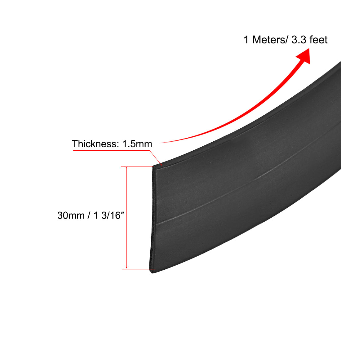 uxcell Uxcell Black  Magnetic Strip for Crafts, 1 3/16 Inch x 3.3 Feet x  1/16 Inch