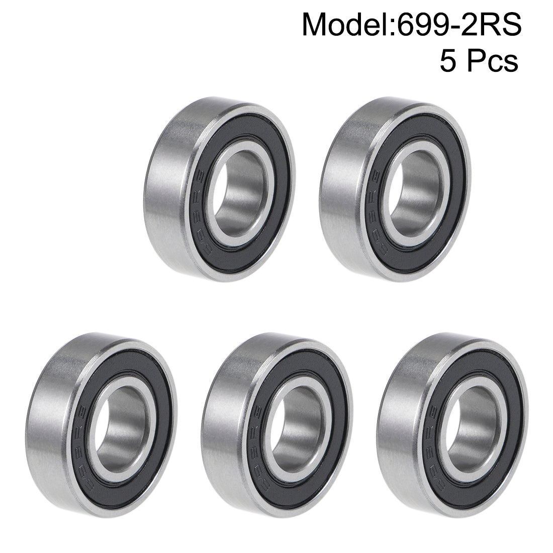 uxcell Uxcell 699-2RS Deep Groove Ball Bearings 9x20x6mm Double Sealed Chrome Steel P6 5pcs