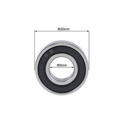 Harfington Uxcell 699-2RS Deep Groove Ball Bearings 9x20x6mm Double Sealed Chrome Steel P6 5pcs