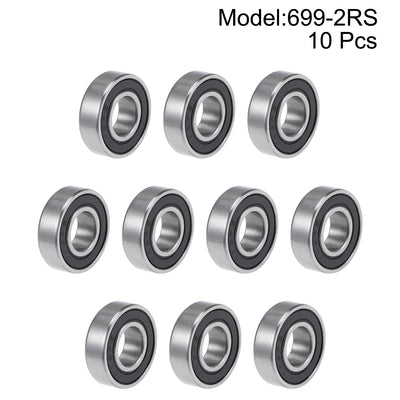 Harfington Uxcell 699-2RS Deep Groove Ball Bearings 9x20x6mm Double Sealed Chrome Steel P6 10pcs