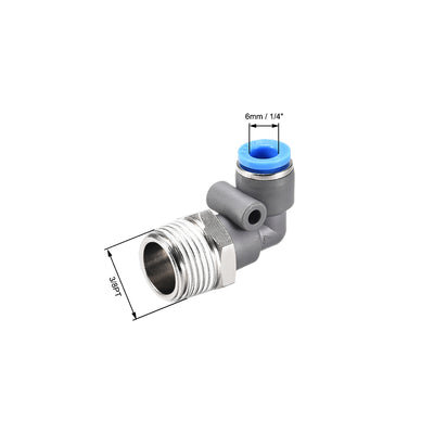 Harfington Elbow Push to Connect Air Fittings, Male Thread Pneumatic Quick Release Connectors