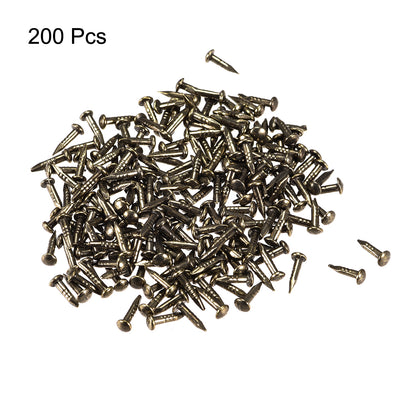 Harfington Uxcell Small Tiny Nails 1.2X6mm for DIY Decorative Wooden Boxes Bronze Tone 200pcs