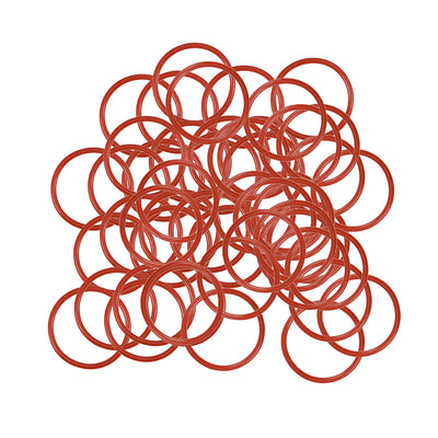 Harfington Uxcell Silicone O-Rings 22mm OD, 19mm Inner Diameter, 1.5mm Width, Seal Gasket Red 50Pcs