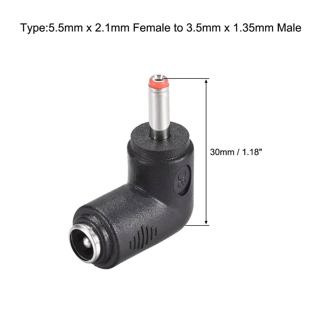 uxcell Uxcell 10pcs DC Power Connector Right Angle 5.5mm x 2.1mm Female to 3.5mm x 1.35mm