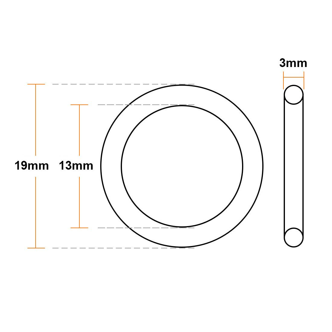 uxcell Uxcell Fluorine Rubber O-Rings 19mm OD 13mm ID 3mm Width, Metric FKM Sealing Gasket, Pack of 10