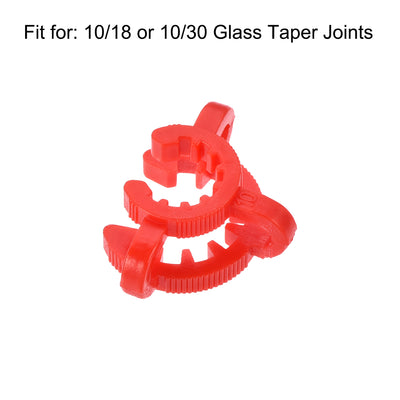 Harfington Uxcell Lab Joint Clip Plastic Clamp Mounting Clips for 10/18 or 10/30 Glass Taper Joints Laboratory Connector Red 20Pcs
