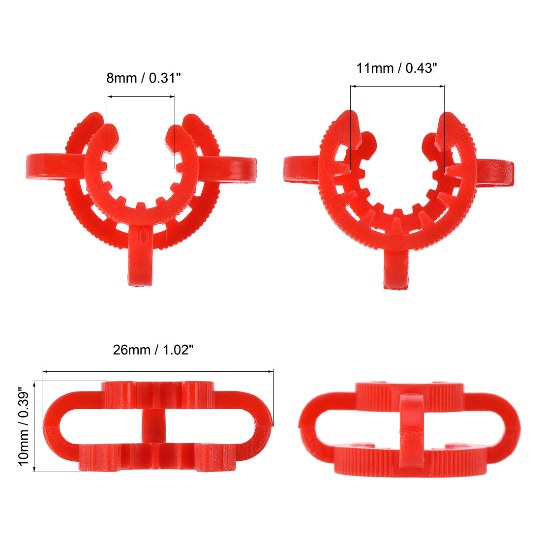 uxcell Uxcell Lab Joint Clip Plastic Clamp Mounting Clips for 10/18 or 10/30 Glass Taper Joints Laboratory Connector Red 20Pcs