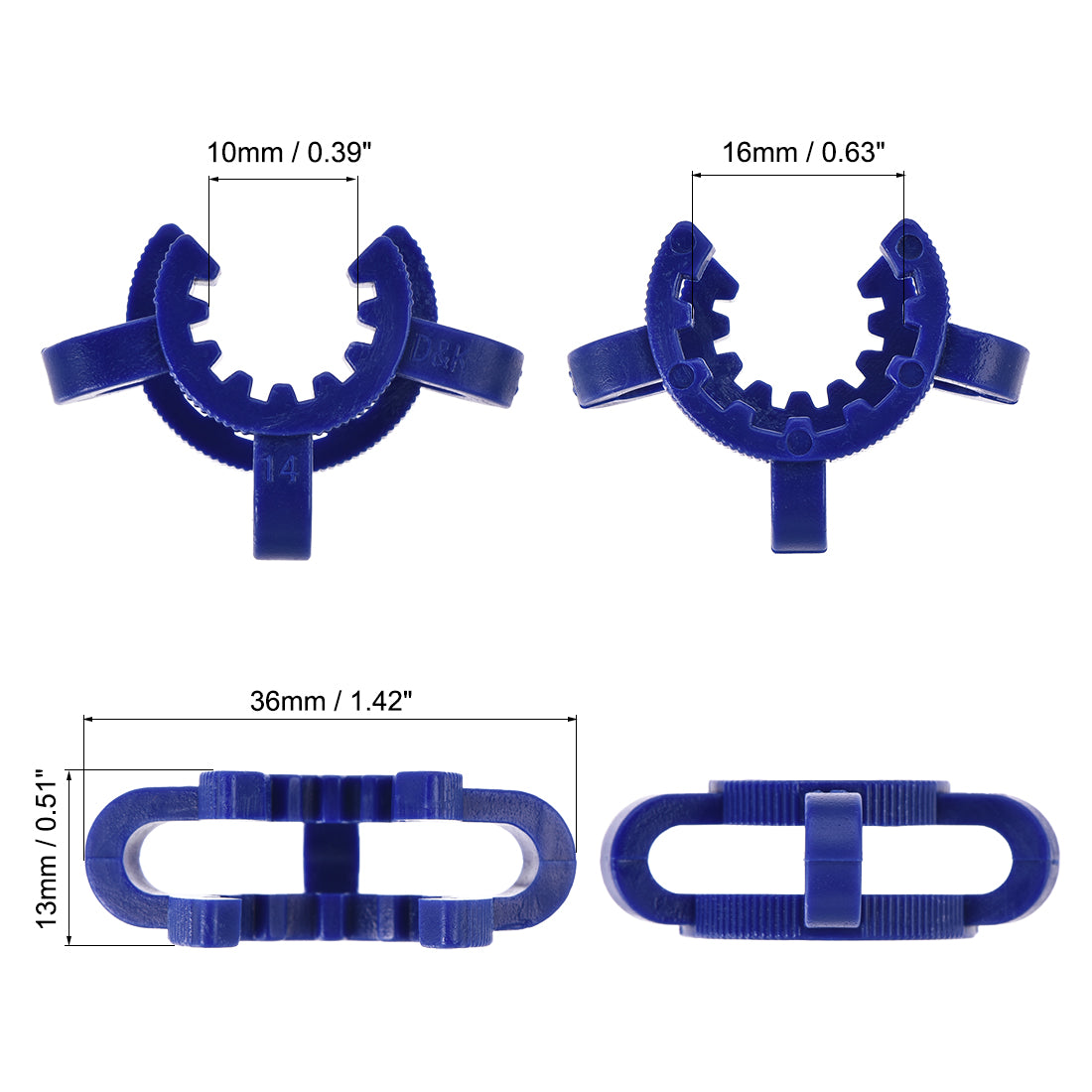 uxcell Uxcell Lab Joint Clip Plastic Clamp Mounting Clips for 14/20 or 14/35 Glass Taper Joints Laboratory Connector Blue 5Pcs