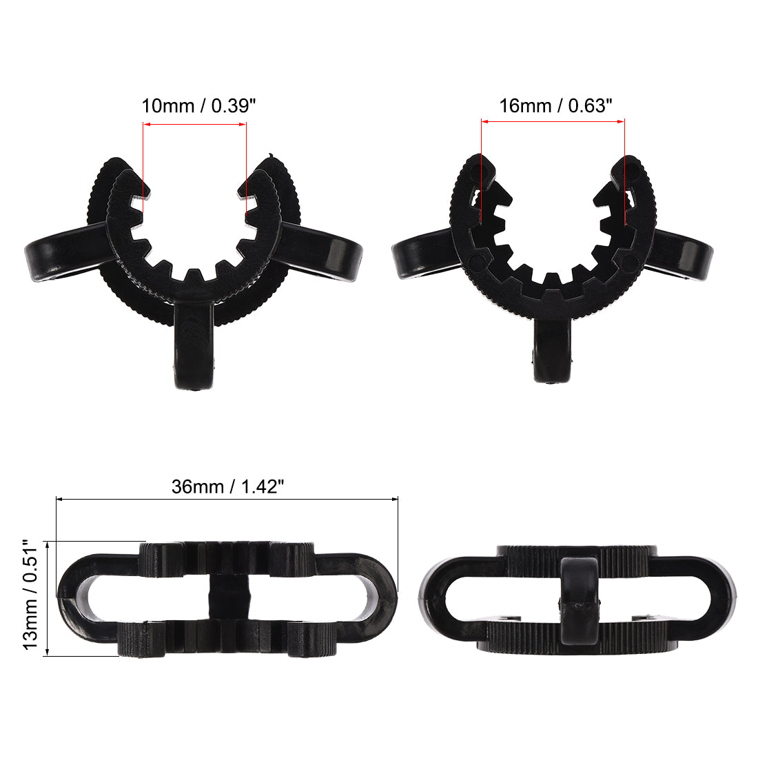 uxcell Uxcell Lab Joint Clip Plastic Clamp Mounting Clips for 14/20 or 14/35 Glass Taper Joints Laboratory Connector Black 5Pcs