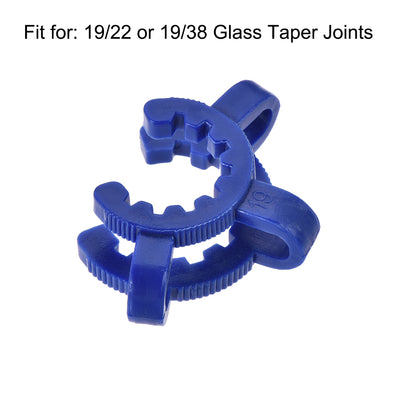 Harfington Uxcell Lab Joint Clip Plastic Clamp Mounting Clips for 19/22 or 19/38 Glass Taper Joints Laboratory Connector Blue 5Pcs