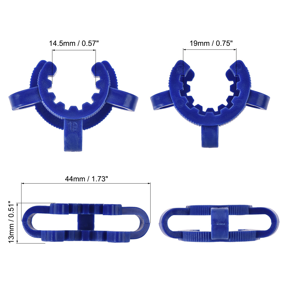 uxcell Uxcell Lab Joint Clip Plastic Clamp Mounting Clips for 19/22 or 19/38 Glass Taper Joints Laboratory Connector Blue 5Pcs