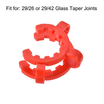 Harfington Uxcell Lab Joint Clip Plastic Clamp Mounting Clips for 29/26 or 29/42 Glass Taper Joints Laboratory Connector Red 20Pcs