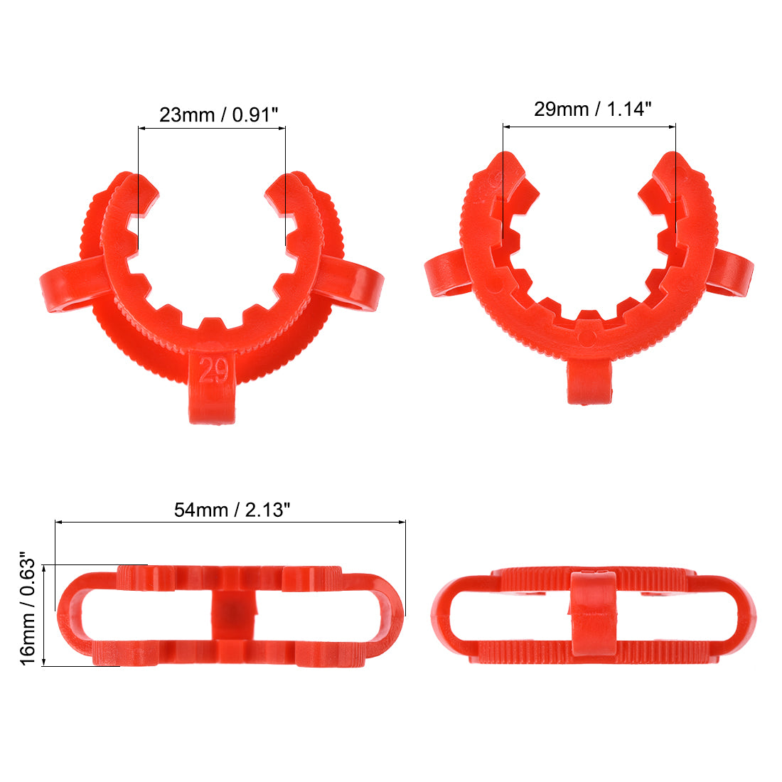 uxcell Uxcell Lab Joint Clip Plastic Clamp Mounting Clips for 29/26 or 29/42 Glass Taper Joints Laboratory Connector Red 20Pcs