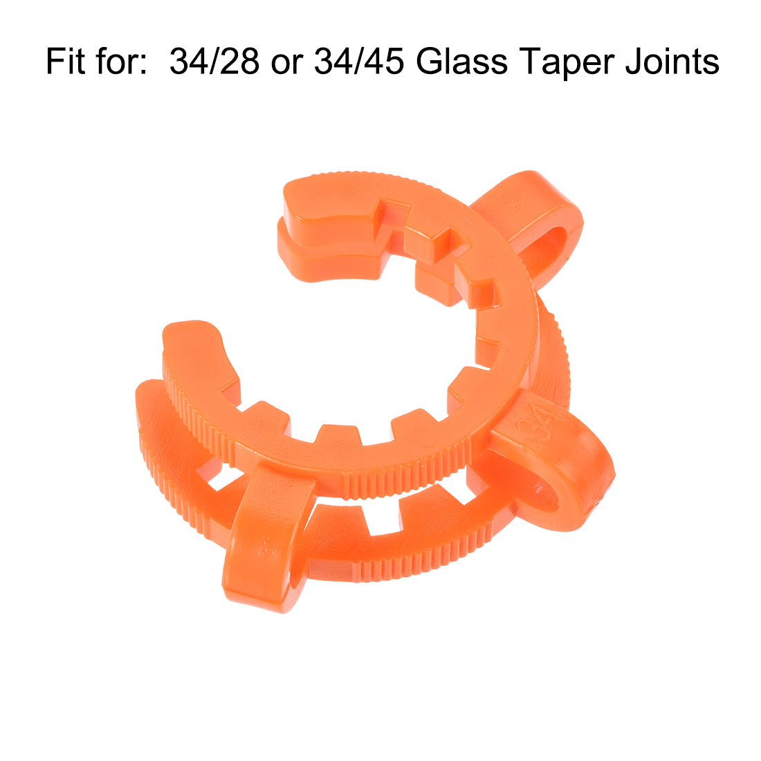 uxcell Uxcell Lab Joint Clip Plastic Clamp Mounting Clips for 34/28 or 34/45 Glass Taper Joints Laboratory Connector Orange 5Pcs