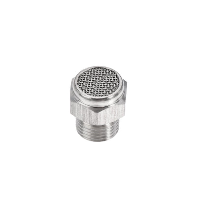 Harfington Uxcell Exhaust Muffler G1/8 Male Thread Strainer Stainless Steel Breather Pneumatic Air Flat Muffler 2pcs