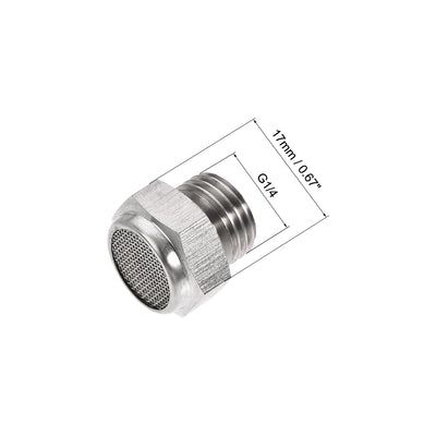 Harfington Uxcell Exhaust Muffler G1/4 Male Thread Strainer Stainless Steel Breather Pneumatic Air Flat Muffler 2pcs