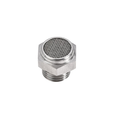 Harfington Uxcell Exhaust Muffler G1/4 Male Thread Strainer Stainless Steel Breather Pneumatic Air Flat Muffler 2pcs